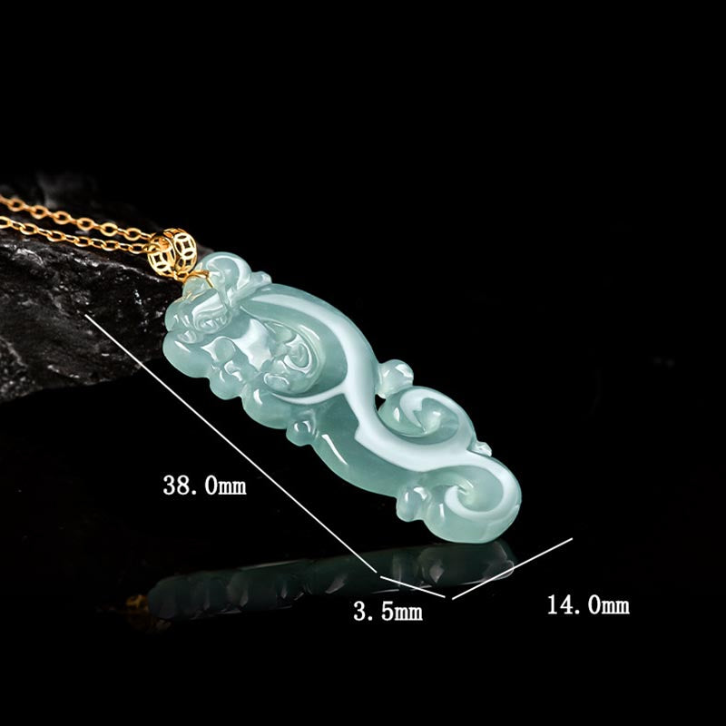 Mythstone 18K Gold Plated 925 Sterling Silver Year of the Dragon Jade Abundance Necklace Pendant