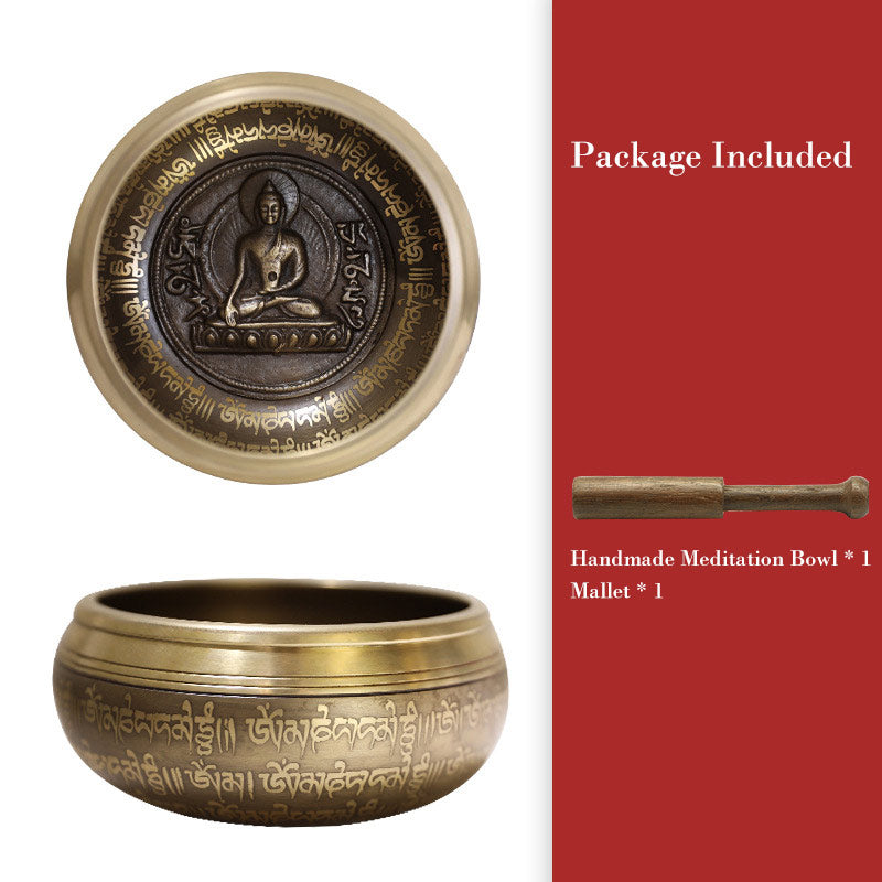 Mythstone Tibetan Sound Bowl Handcrafted for Focus and Meditation Peaceful Happiness Singing Bowl Set