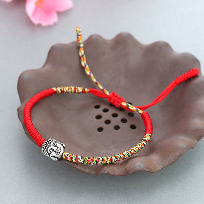 Mythstone Handmade Colorful King Kong Knot Buddha Serenity String Bracelet