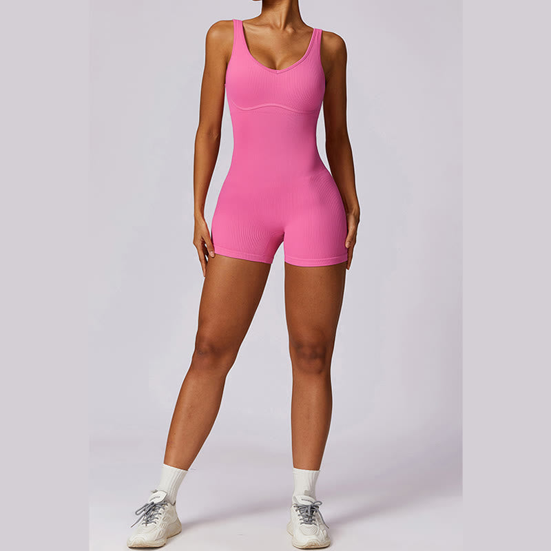 Mythstone Solid Seamless Jumpsuit Romper Sports Fitness Yoga Women Bodysuit