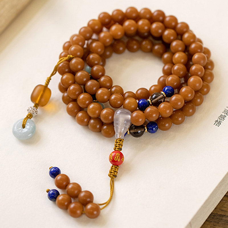 Pulsera de meditación con bendición de semillas Bodhi de 108 cuentas Mythstone Mala 