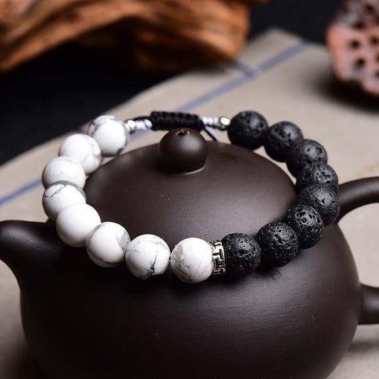 Mythstone Yin Yang Lava Stone Protection Bracelet