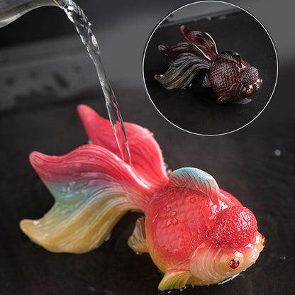 Mythstone Color Changing Koi Fish Resin Tea Pet Wealth Home Figurine Decoration