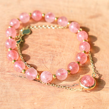 MythStone Sun Stone Strawberry Quartz Crystal Positive Bracelet