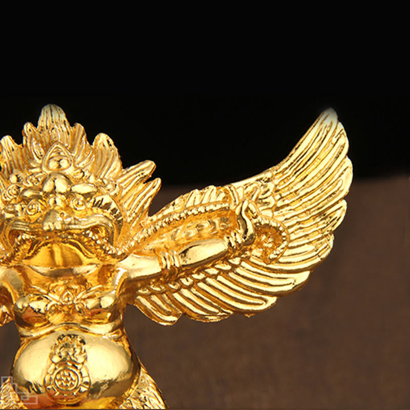 Mythstone Tibetan Gold Garuda Bird Alloy Protection Home Decoration