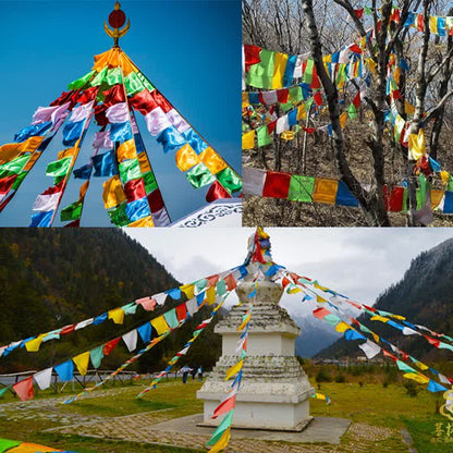 Mythstone Tibetan 5 Colors Windhorse Blessing Outdoor 20 Pcs Prayer Flag