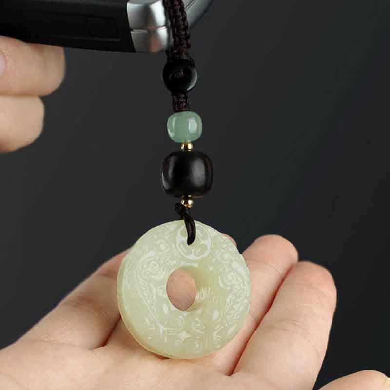 Mythstone PiXiu Jade Peace Buckle Abundance Wealth Key Chain