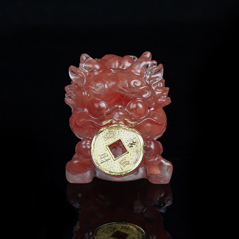 Mythstone Handmade Cute PiXiu Gold Coin Crystal Fengshui Energy Wealth Fortune Home Decoration