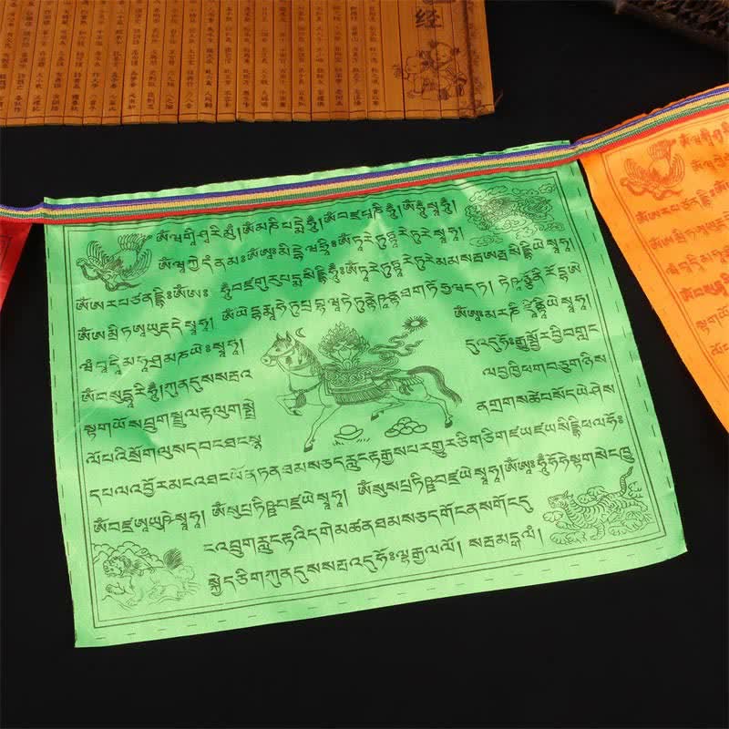 Mythstone Tibetan 5 Colors Windhorse Auspicious Outdoor Prayer Flag