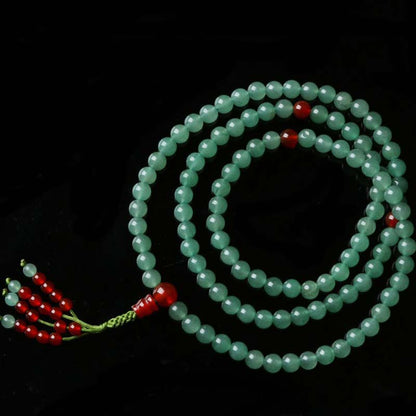 Mythstone 108 Beads Green Aventurine Red Agate Luck Mala Bracelet