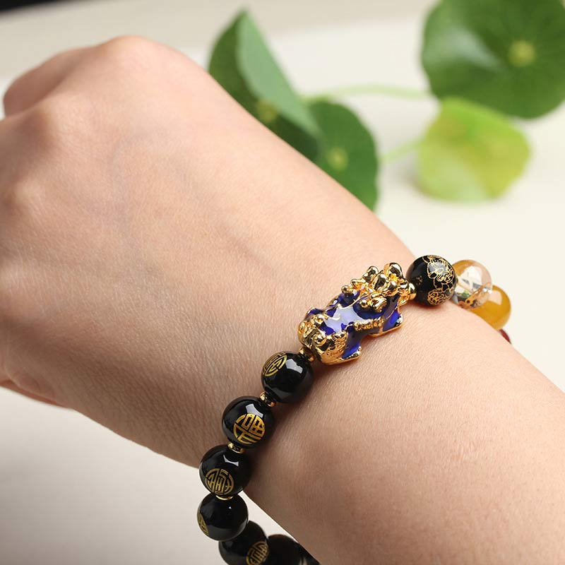 Mythstone Color-Changing Pixiu Obsidian Luck Bracelet