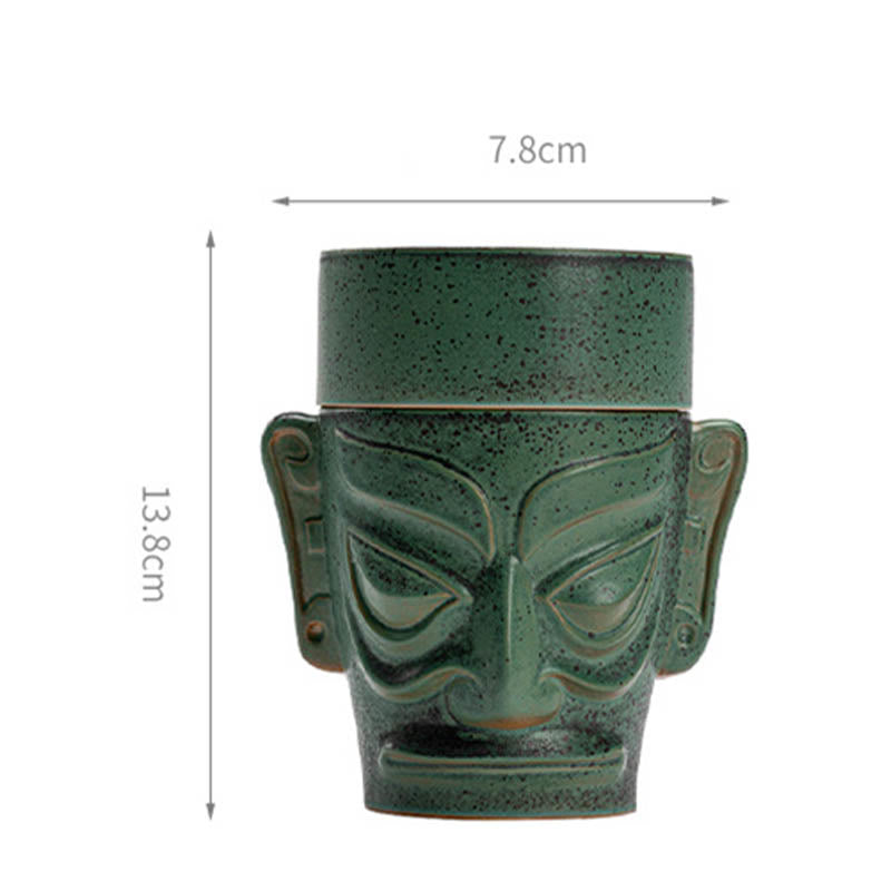 Mythstone Bronze Age Relics Sanxingdui Mask Three Star Mound Ceramic Healing Incense Burner