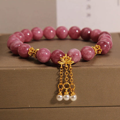 Mythstone Pink Tourmaline Lotus Flower Positive Bracelet