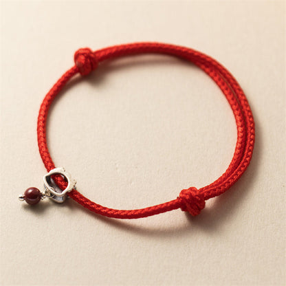 Mythstone 925 Sterling Silver Luck Year of the Dragon Cinnabar Red String Bracelet