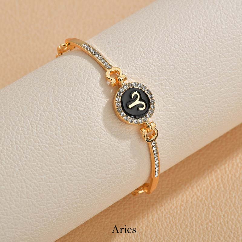 12 Constellations of the Zodiac Rhinestone Chain Adjustable Bracelet