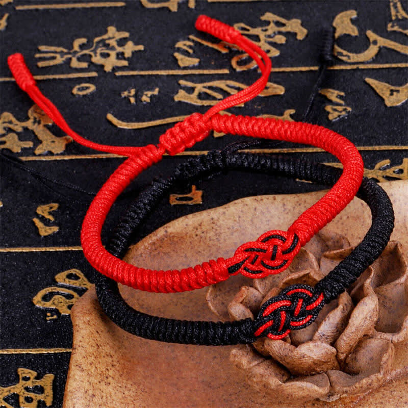 Mythstone 2Pcs Tibetan Luck Chinese Knot Protection String Bracelet