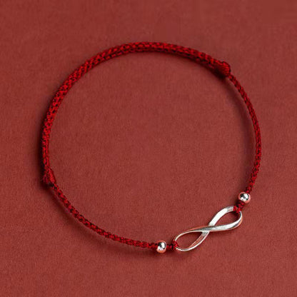 Mythstone 925 Sterling Silver Endless Knot Protection Luck Red String Bracelet Anklet