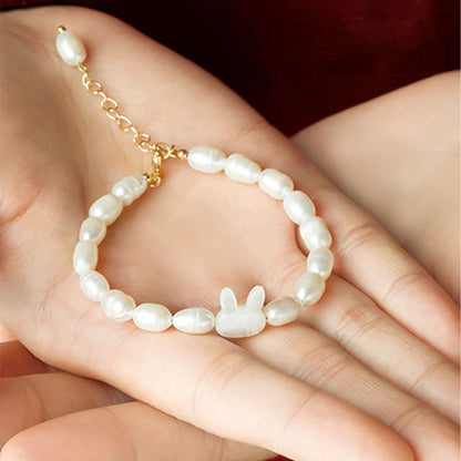 Mythstone Natural Pearl Cute Rabbit Sincerity Bracelet