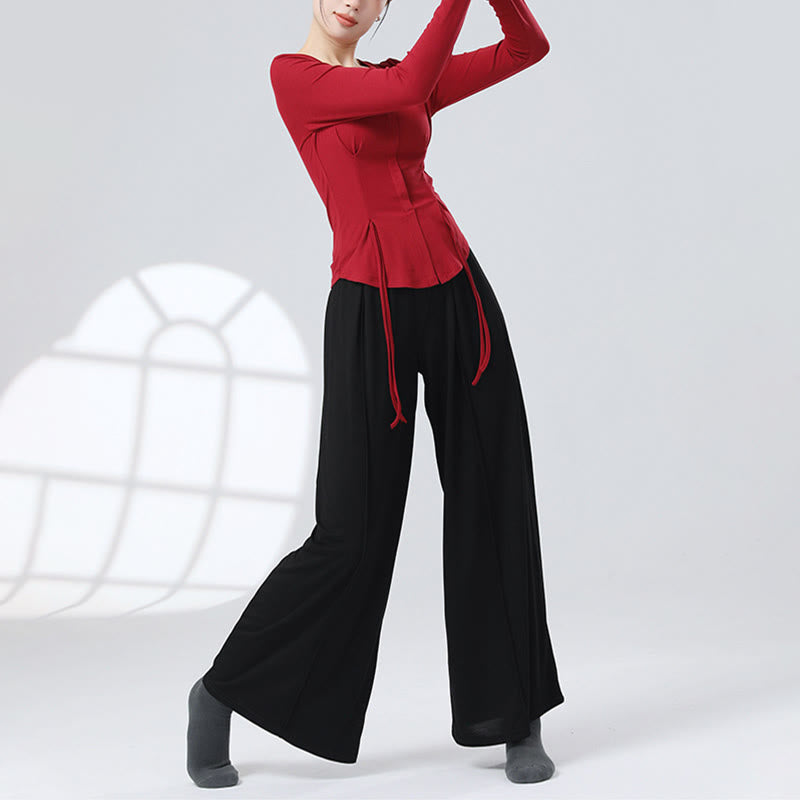 Mythstone Solid Color Loose Wide Leg Pants Dance Women's Yoga Pants