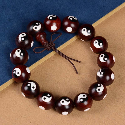 Mythstone Small Leaf Red Sandalwood Yin Yang Protection Bracelet