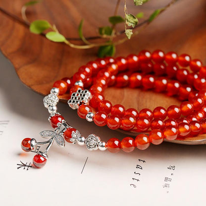 Pulsera y collar de bendición con cuentas de ágata roja natural Mythstone 