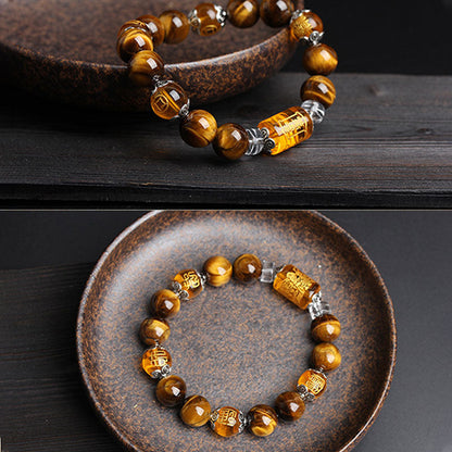 MythStone Tiger Eye Bead Fortune Prosperity Bracelet