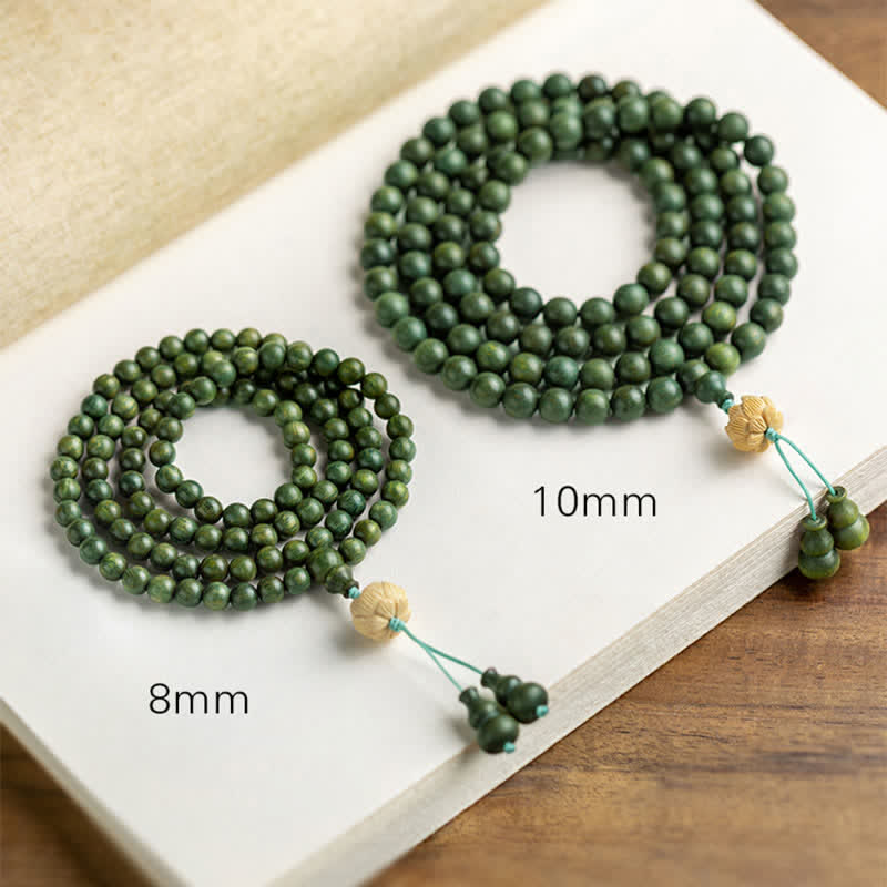 Mythstone 108 Mala Beads Green Sandalwood Boxwood Lotus Positive Bracelet