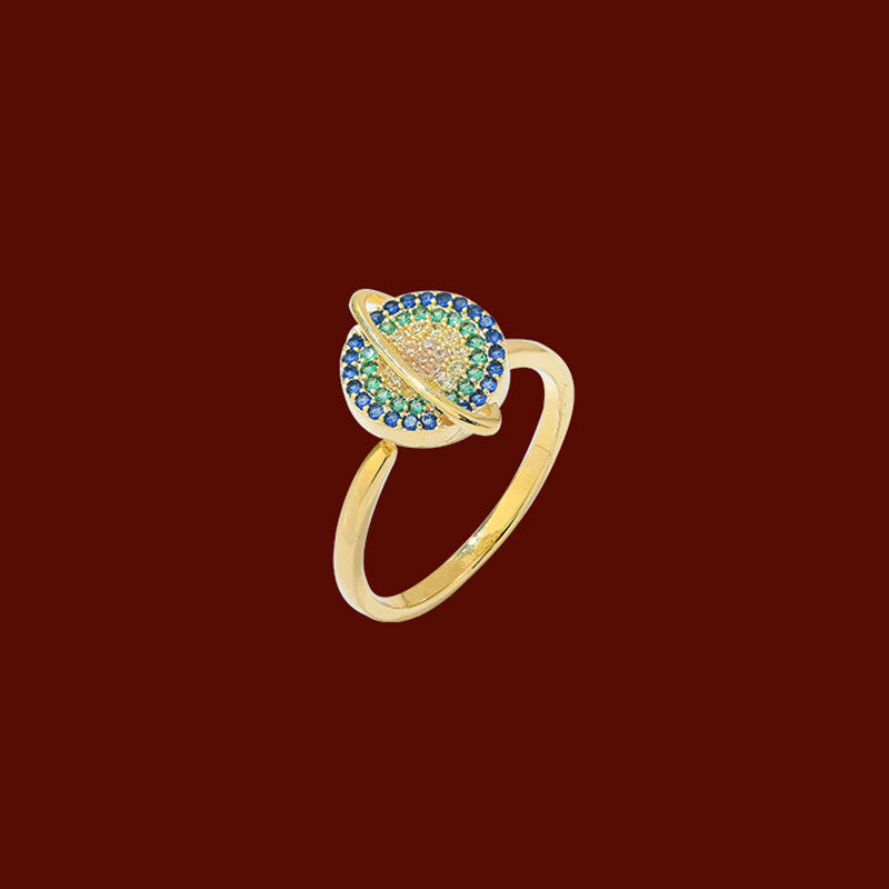 Mythstone Colorful Zircon Copper Wealth Rotatable Ring