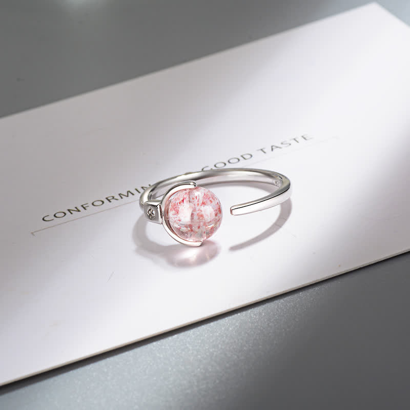 Anillo giratorio relajante de cristal rosa Mythstone 