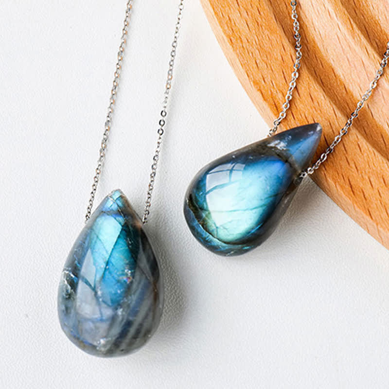 Mythstone Labradorite Water Drop Support Healing Necklace Pendant