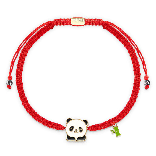 Mythstone Tibetan Handmade Panda Bamboo Lucky Red String Bracelet