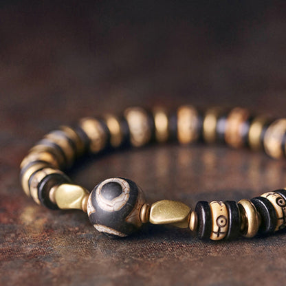 Mythstone Tibetan Yak Bone Ebony Wood Strength Bracelet