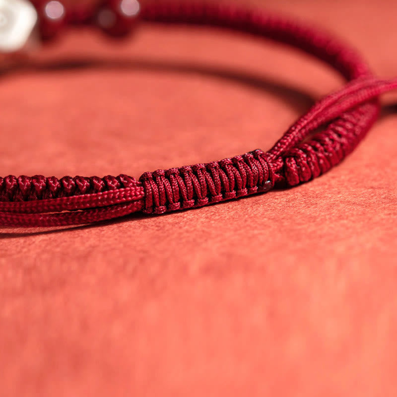 Mythstone 925 Sterling Silver Chinese Zodiac Natal Buddha Cinnabar Calm Bracelet