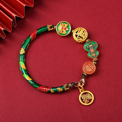 Mythstone Tibetan Gourd Fortune Happiness Lion Wealth Luck Bracelet