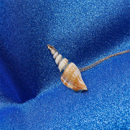 Mythstone Natural Shankha Conch Shell Seashell Lucky Necklace Pendant