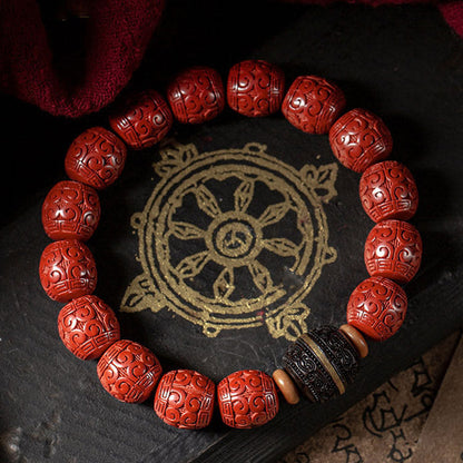 Mythstone Natural Cinnabar Ebony Calm Blessing Bracelet