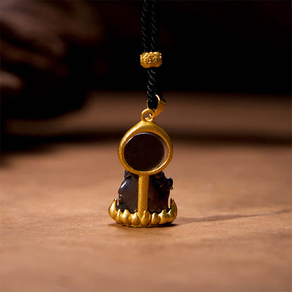 Colgante de collar de serenidad de Buda, dios de la riqueza, amarillo tibetano, Jambhala, piedra mítica 