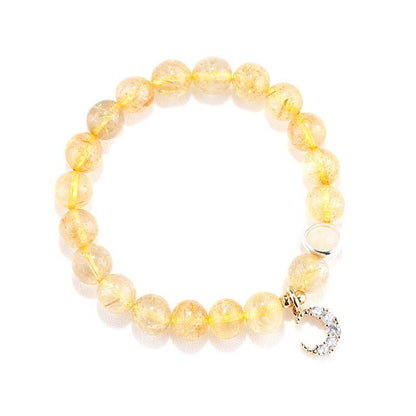 Citrine Luck Protection Moon Charm Bracelet