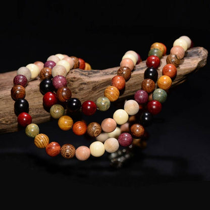 MythStone 108 Beads Wenge Wood Mala Blessing Meditation Bracelet