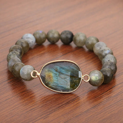 MythStone Natural Labradorite Moonstone Support Healing Beaded Bracelet