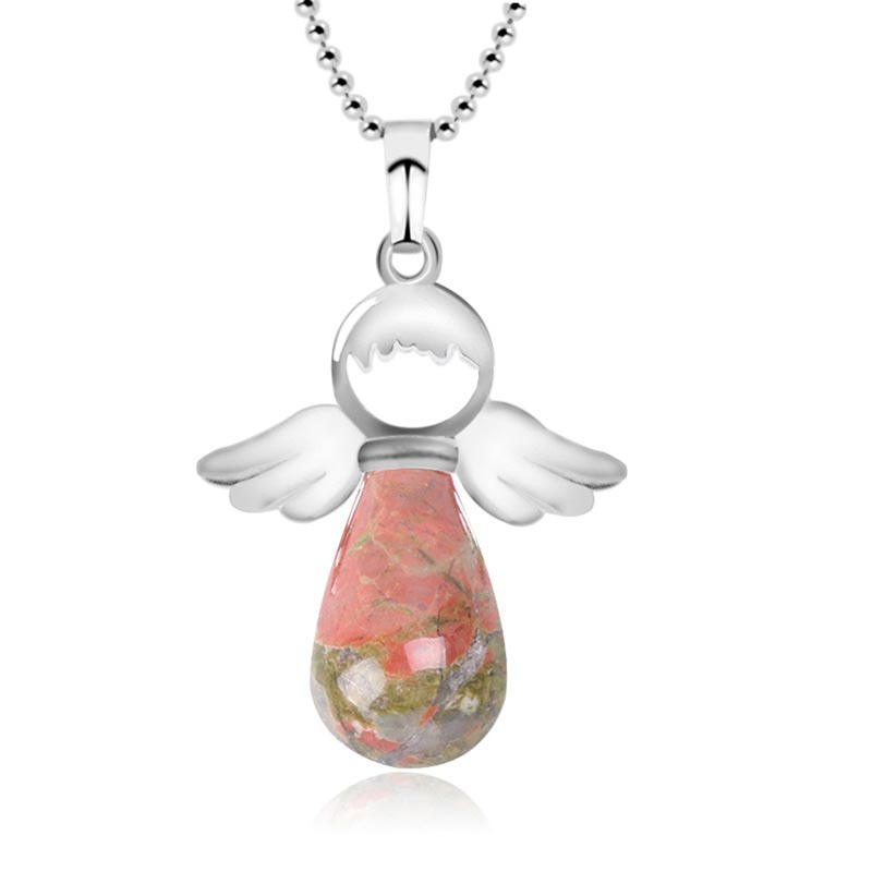 Colgante de cristal natural con alas de ángel de Mythstone para la suerte 