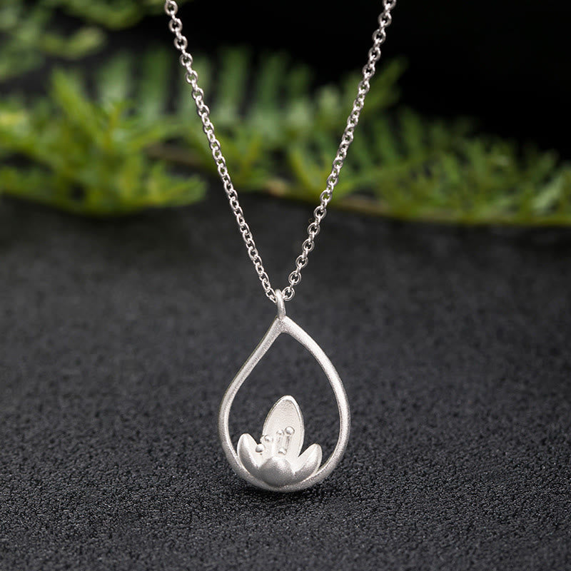 Mythstone 925 Sterling Silver Lotus Flower Floral Enlightenment Necklace Pendant