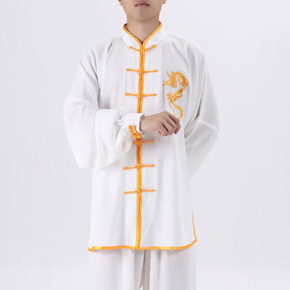 Mythstone Dragon Embroidered Qi Gong Zen Spiritual Practice Meditation Prayer Uniform Unisex Clothing Set