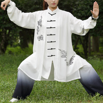 Mythstone Auspicious Clouds Gradient Meditation Prayer Spiritual Zen Tai Chi Qigong Practice Women's Clothing Set