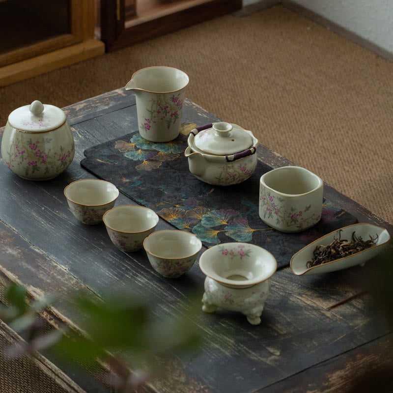 Mythstone Peach Blossom Daisy Flower Ceramic Teacup Kung Fu Tea Cups