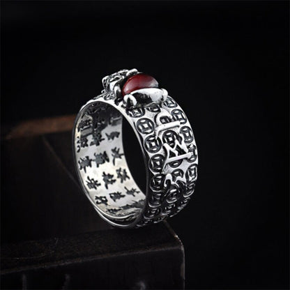 Mythstone FengShui PiXiu Red Garnet Wealth Ring