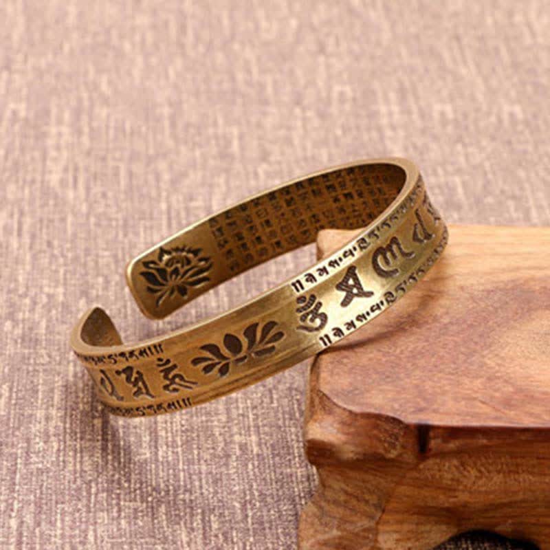 Mythstone 2Pcs Om Mani Padme Hum Dragon Phoenix Copper Leather Peace Cuff Bracelet Bangle