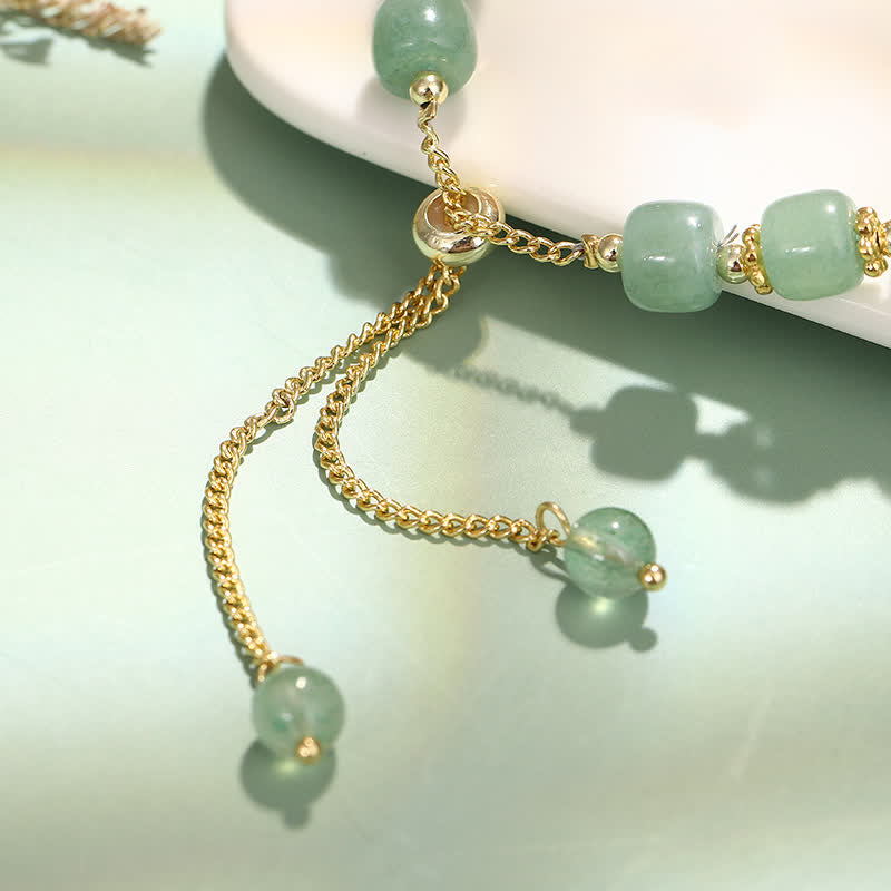 Mythstone Year of the Rabbit Natural Green Aventurine Luck Bead Bracelet