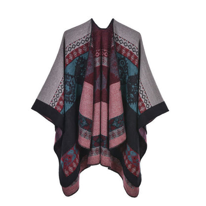 Mythstone Tibetan Shawl Diamond Pattern Winter Warm Cloak Scarf