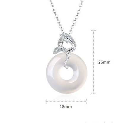 Mythstone 925 Sterling Silver Chalcedony Peace Buckle Year Of The Snake Harmony Necklace Pendant